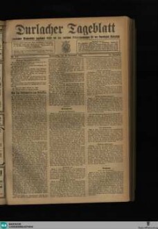 Durlacher Tagblatt : Heimatblatt für die Stadt und den früheren Amtsbezirk Durlach; Pfinztäler Bote für Grötzingen, Berghausen, Söllingen, Wöschbach u. Kleinsteinbach