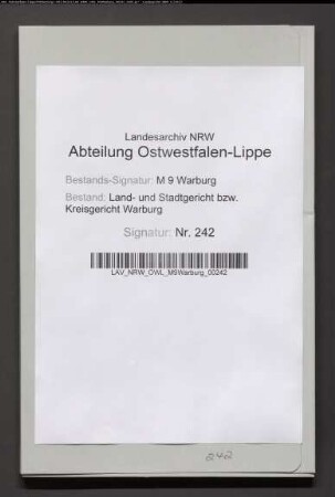 Grundbuchangelegenheiten (Prioritätsklagen) des von Schadenschen Gutes Engar