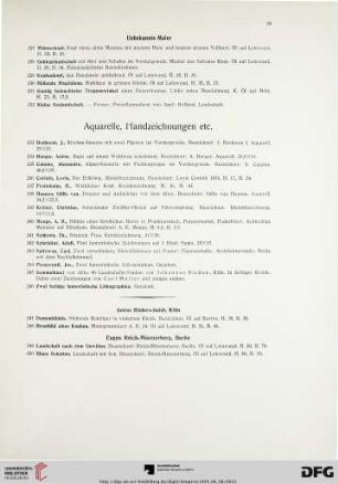 Aquarelle, Handzeichnungen, etc. (Nr. 233-250)