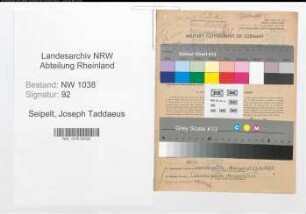 Entnazifizierung Joseph Taddaeus Seipelt , geb. 27.10.1891 (Lehrer)
