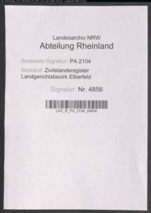 Geburtsregister Wermelskirchen