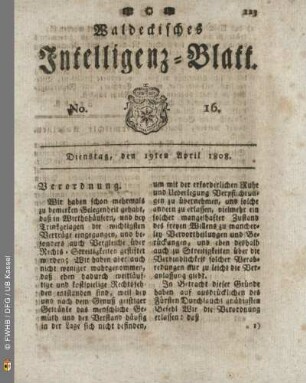 No. 16. Dienstag, den 19ten April 1808