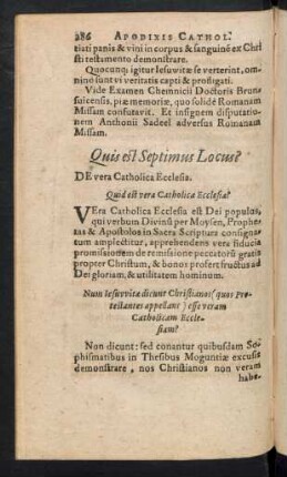 [De Vera Catholica Ecclesia. Von Der wahren Catholischen Kirchen.]