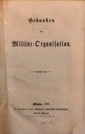 Gedanken über Militär-Organisation