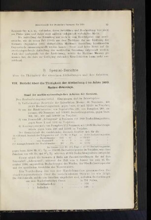 Stand der maritim-meteorologischen Arbeiten der Seewarte.