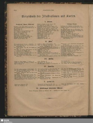 Verzeichniß der Illustrationen und Karten