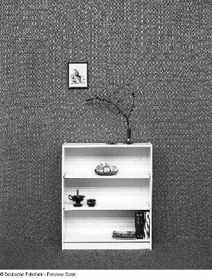 Anbauregal : Leipzig. Leipziger Herbstmesse, 1983. Anbauregal. Holz, weiß beschichtet (1983; VEB Meyenburger Möbelwerk)