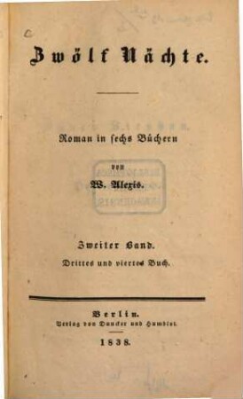 Zwölf Nächte : Roman in sechs Büchern, 2. Drittes und viertes Buch.