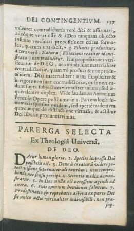 Parerga Selecta Ex Theologia Universa.