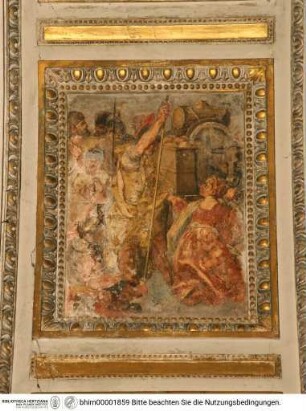 Gewölbe- und Arkadenbogendekoration, Typologischer Zyklus, Rachel versteckt die Götzenbilder ihres Vaters Laban