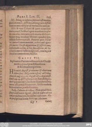 Caput VII. Explicantur Patrum testimonia de Christi merito, quo ad praedestinationis & Electionis negotium.