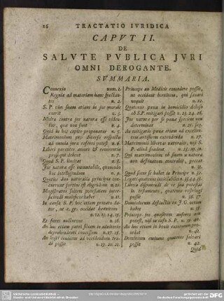 Caput II. De Salute Publica Iuri Omni Derogante