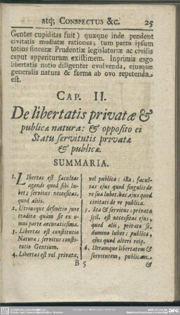 Cap. II. De libertatis privatae & publicae natura: & opposito ei Statu servitutis privatae & publicae