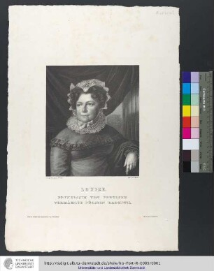 Louise : Prinzessin von Preussen, Vermählte Fürstin Radziwil / Nach der Natur gez. von Fr. Krüger ; Lith. von Werner ; Gedr. im Königl. Lith. Institut, Berlin v Helmlehner