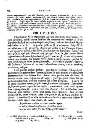 VIII. Curiosa.