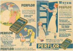 Werbeblatt für das selbsttätige Waschmittel "Perflor" von Flammer
