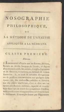 Classe Première. Fièvres