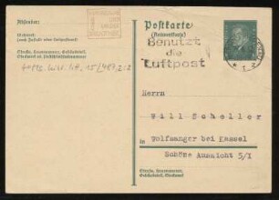 Brief von Hans Bethge an Will Scheller