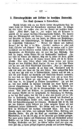 Literaturgeschichte und Lektüre im deutschen Unterricht