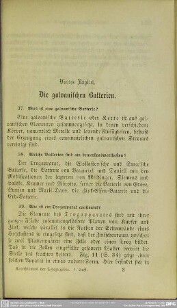 Viertes Kapitel. Die galvanischen Batterien