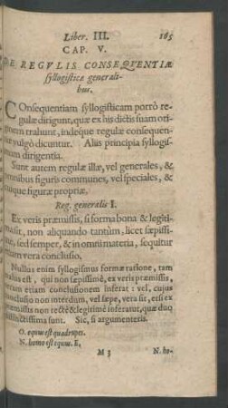 Cap. V. De Regulis Consequentiae syllogisticae generalibus.