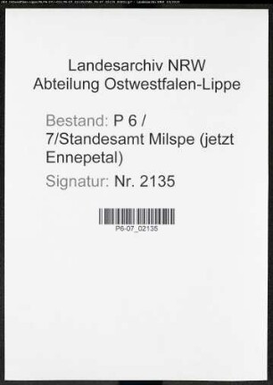 Namensverzeichnis Milspe (jetzt Ennepetal),Todesfälle