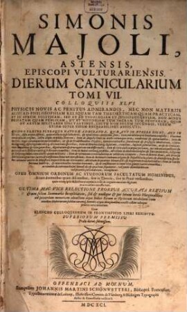 Dierum canicularum tomus septimus