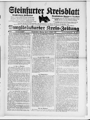 Steinfurter Kreisblatt : Burgsteinfurter Kreis-Zeitung : Burgsteinfurter Wochenblatt : Burgsteinfurter Anzeiger u. Tageblatt : amtlicher Anzeiger der Staatsbehörden, des Landratsamtes des Kreises Steinfurt sowie der Amts- und Stadtverwaltung des Kreises, des Amtsgerichts und Finanzamtes Burgsteinfurt, der Handelskammer Münster und sonstiger Behörden