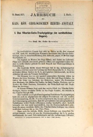 Jahrbuch der Geologischen Reichsanstalt. 21. 1871