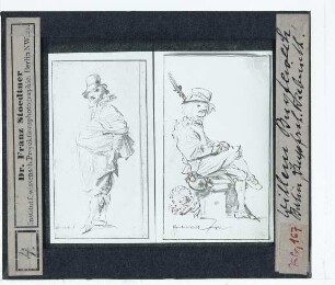 Buytewech, Stehender Kavalier (Zeichnung) (Berlin KK unidentifiziert),Buytewech, Sitzender Mann mit Hund (?) (Zeichnung) (Berlin KK unidentifiziert)