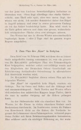 2. Zum Plan des "Kasr" in Babylon