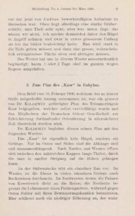 2. Zum Plan des "Kasr" in Babylon