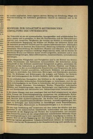 Hinweise zur didaktisch-methodischen Gestaltung des Unterrichts