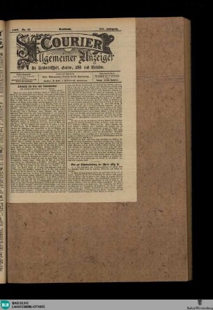 Badische Presse : Generalanzeiger der Residenz Karlsruhe und des Großherzogtums Baden, Allgemeiner Anzeiger für Landwirtschaft, Garten-, Obst- und Weinbau Nr. 12