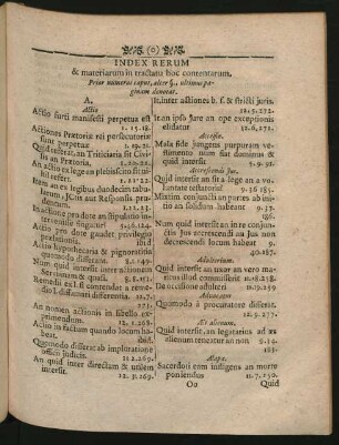 Index Rerum & materiarum in tractatu hoc contentarum.