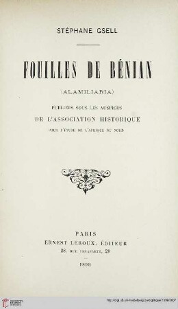 Fouilles de Bénian : (Alamiliaria)