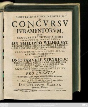 Dissertatio Ivridica Inavgvralis De Concvrsv Ivramentorvm