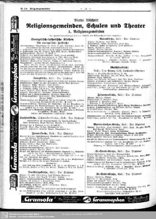 Vierter Abschnitt. Religionsgemeinden, Schulen und Theater