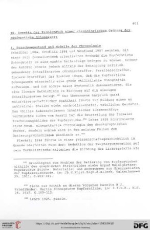 IX. Aspekte der Problematik einer chronologischen Ordnung der Kupferstiche Schongauers