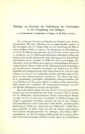 Beiträge zur Kenntnis der Verbreitung der Löcherpilze in der Umgebung von Stuttgart