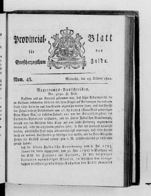 Num. 43, Ausgabe vom 25. Oktober 1820