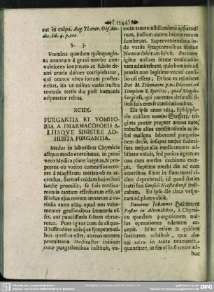 XCIIX. Purgantia Et Vomitoria A Pharmacopoeis Aliisque Sinistre Adhibita Purgantia