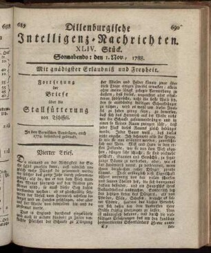 XLIV. Stück. Sonnabends : den 1. Nov., 1788.
