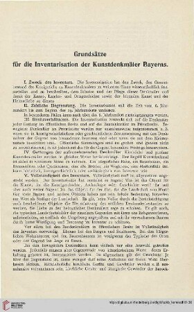 Grundsätze für die Inventarisierung der Kunstdenkmäler Bayerns