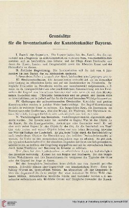Grundsätze für die Inventarisierung der Kunstdenkmäler Bayerns