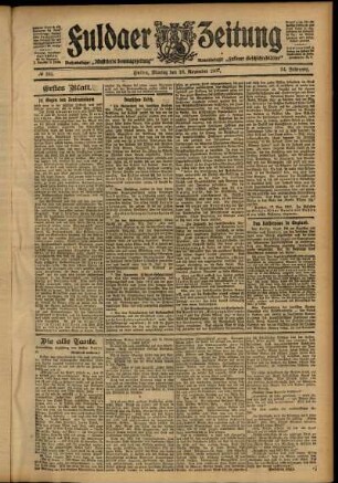 Erste Ausgabe vom Montag, den 18. November 1907.