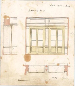 Voit, August von; München; Botanischer Garten - Palmenhaus - Glasabschluss der Loge (Ansicht, (Schnitte)