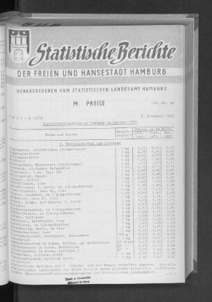 Einzelhandelspreise in Hamburg im Oktober 1959 : Lfd. Nr. 34