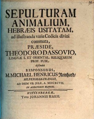 Sepulturam animalium, Hebraeis usitatam