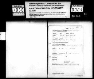 Erhebungen über die jüdischen Einzelschicksale in alphabetischer Folge der Wohnorte: Stuttgart A - Bi